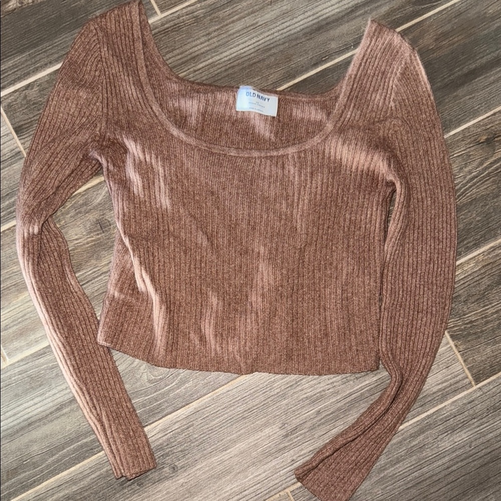 Old Navy Ribbed Knit Top in Warm Brown
